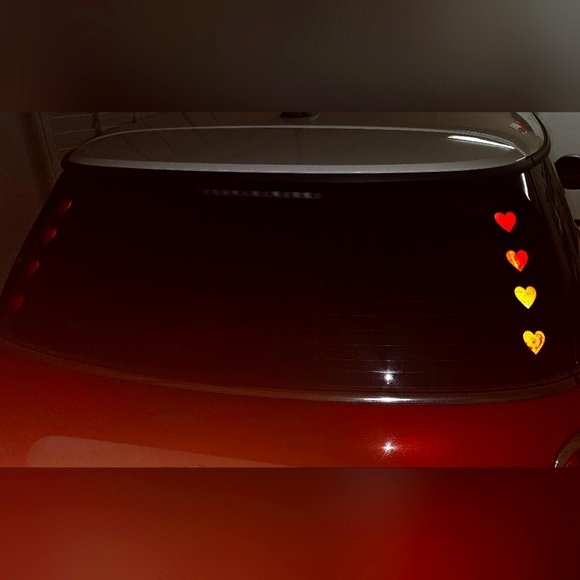 Set of 4 pcs Heart-shaped Reflective decals Stickers " Red " NWT ❤️❤️❤️ - Picture 3 of 8